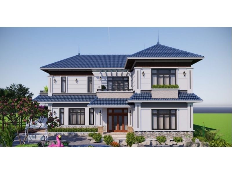 Một số ưu điểm của mẫu nhà 2 tầng chữ L 3 phòng ngủ 13x8m