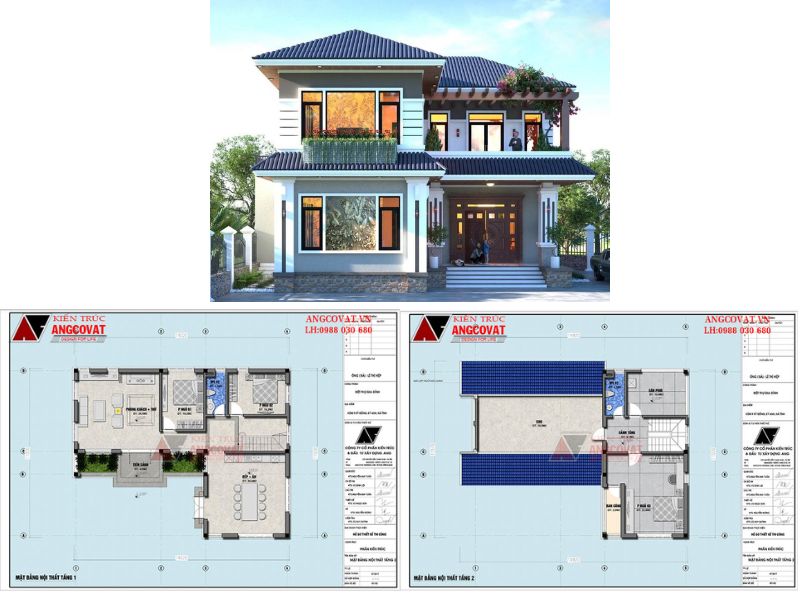 Nhà chữ L 3 phòng ngủ mái Nhật sang trọng