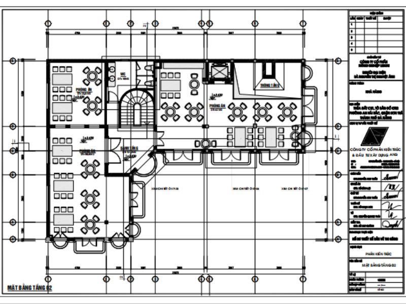 Mặt bằng tầng 2 nhà hàng 3 tầng kiến trúc Địa Trung Hải