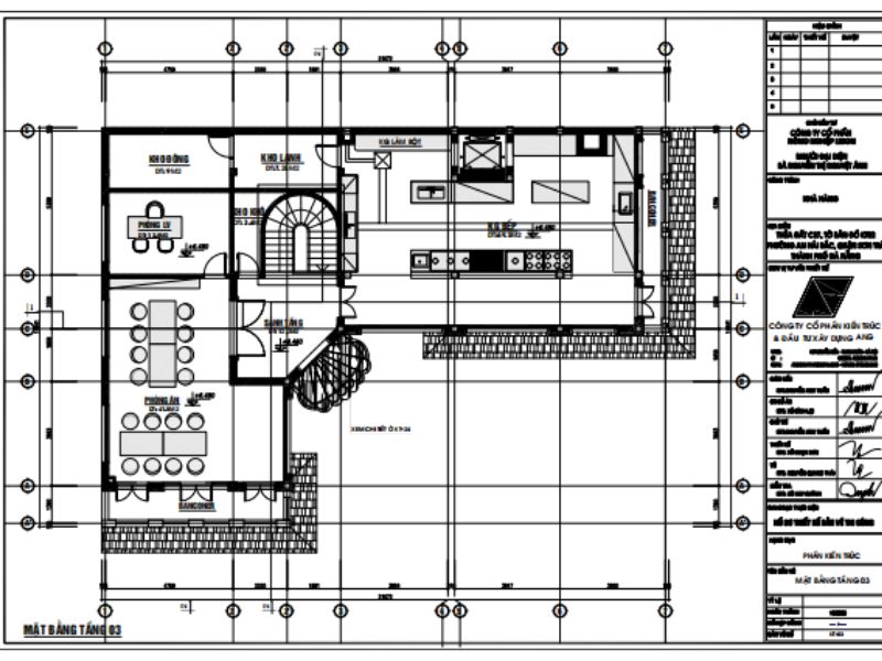Mặt bằng tầng 3 nhà hàng 3 tầng kiến trúc Địa Trung Hải