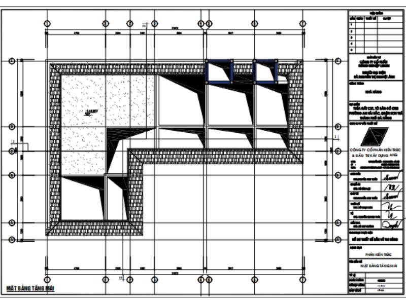 Mặt bằng tầng mái nhà hàng 3 tầng kiến trúc Địa Trung Hải