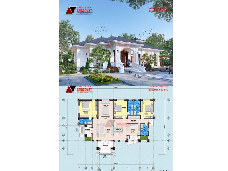 Thiết kế nhà vườn mái nhật tân cổ điển 3 phòng ngủ