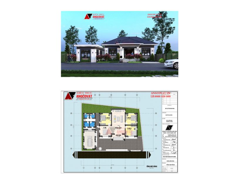 Mẫu nhà cấp 4 mái nhật 130m2 3 phòng ngủ giá rẻ