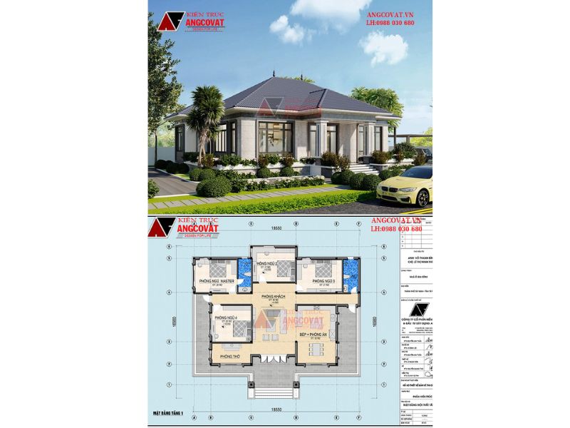 Mẫu nhà vườn cấp 4 mái nhật 4 phòng ngủ 210m2 tại Tây Ninh