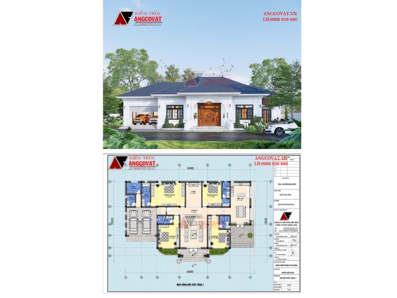 Biệt thự mái nhật 1 tầng đẹp tầng 4 phòng ngủ