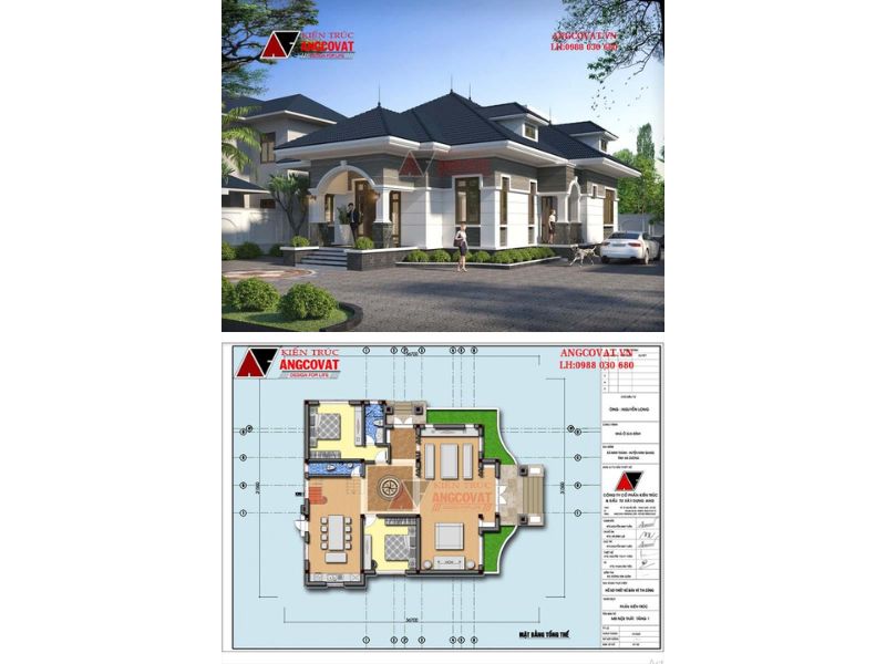 Kiến trúc nhà đẹp tân cổ điển 2 phòng ngủ