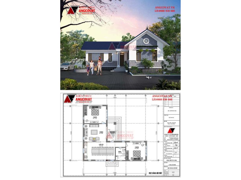 &nbsp;Mẫu&nbsp;nhà cấp 4 chữ L 100m2&nbsp;sang trọng 2 phòng ngủ