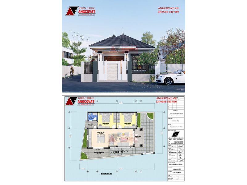 Nhà mái nhật 1 tầng 2 phòng ngủ 80m2