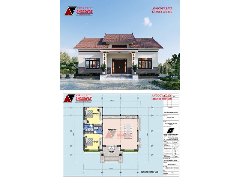 Nhà 1 tầng 135m2 2 phòng ngủ