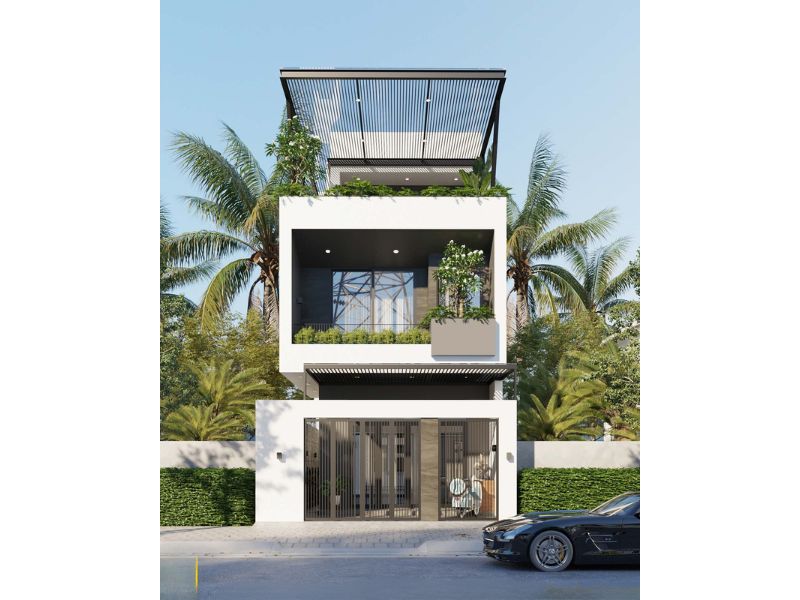 Nhà 2 tầng hiện đại có mặt tiền 6m và 1 tum