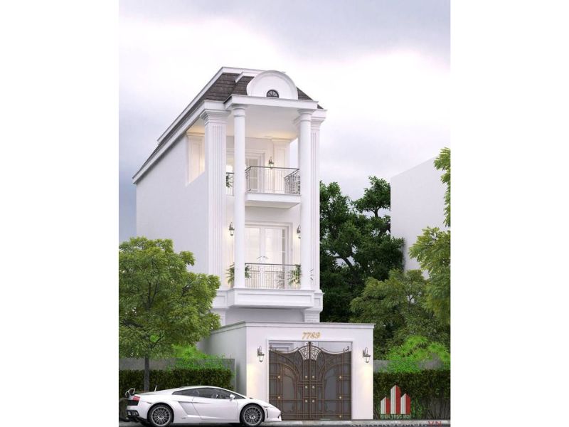 Thiết kế nhà 2 tầng 1 tum tân cổ điển đẳng cấp