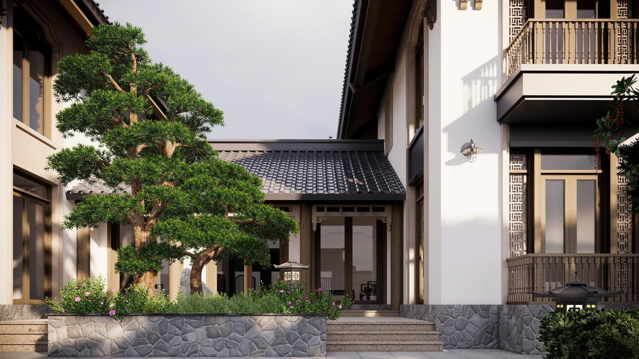 Chân tường nhà ốp đá tạo nét đẹp tự nhiên