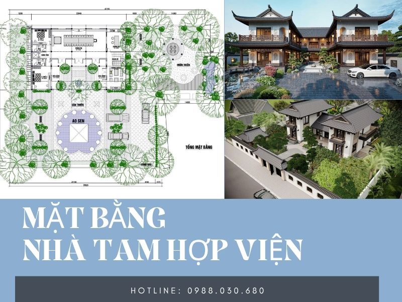 Tư vấn mặt bằng nhà tam hợp viện đẹp và tiện nghi 