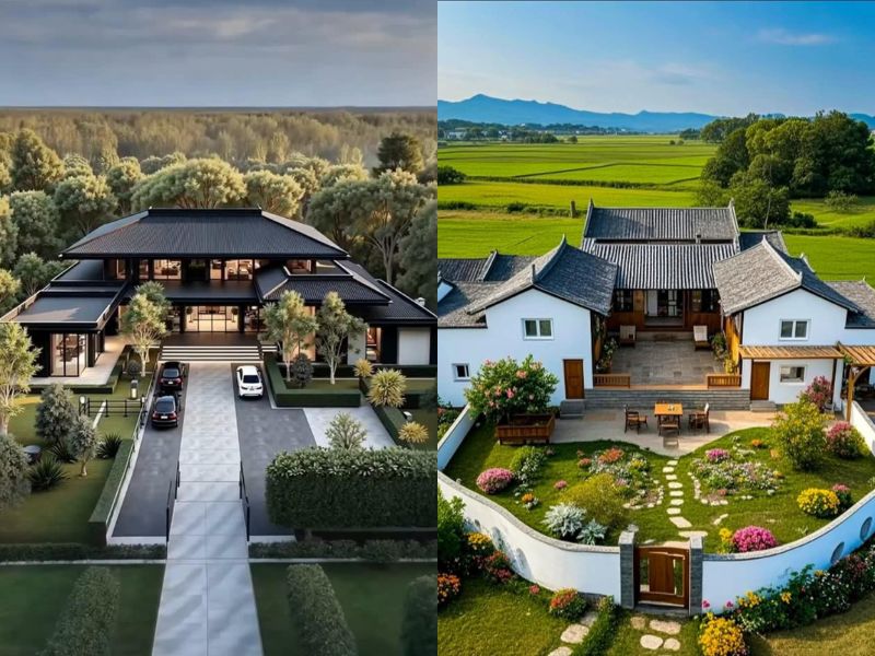Hình ảnh mẫu nhà tam hợp viện đẹp, gần gũi thiên nhiên