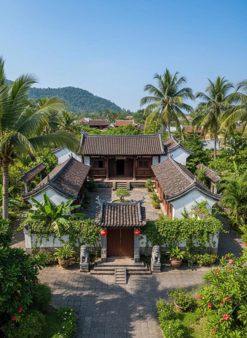 Mẫu nhà tam hợp viện mái ngói truyền thống 