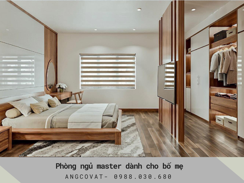 Decor phòng ngủ 21m2 với tông màu nâu sáng nhẹ nhàng từ chất liệu gỗ