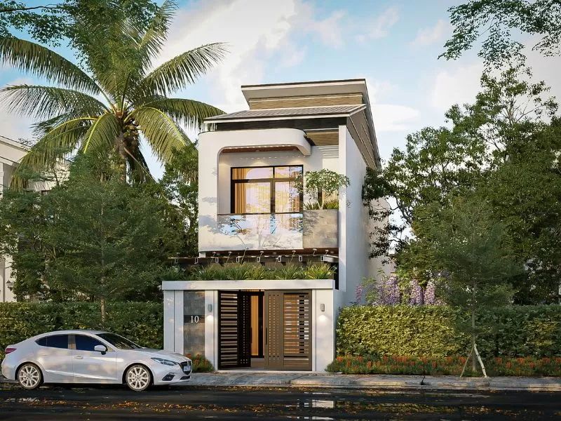 Nhà phố 2 tầng có khoảng sân tích hợp làm gara