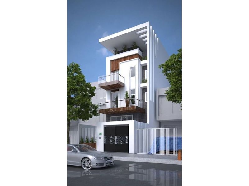 Nhà phố 3 tầng gam màu trắng sang trọng