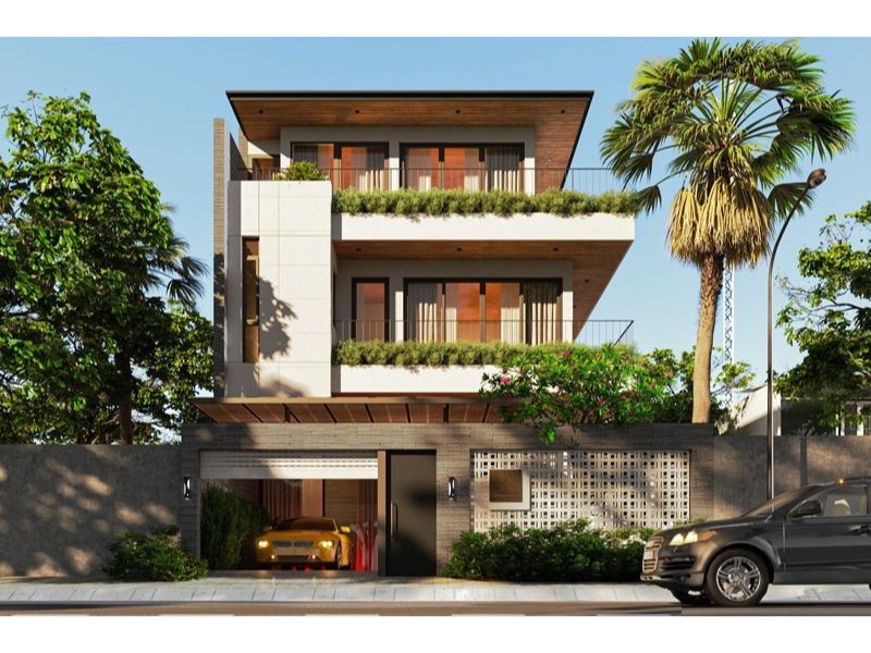 Mẫu biệt thự 3 tầng hiện đại 120m2 sử dụng chất liệu kính tối ưu ánh sáng tự nhiên