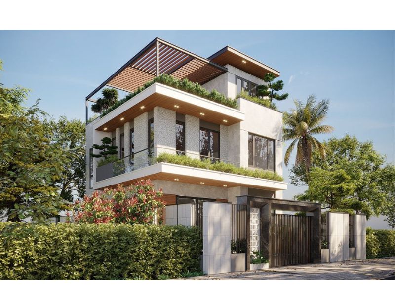 Ngoại thất sang trọng, cao cấp trong mẫu biệt thự 3 tầng hiện đại 120m2