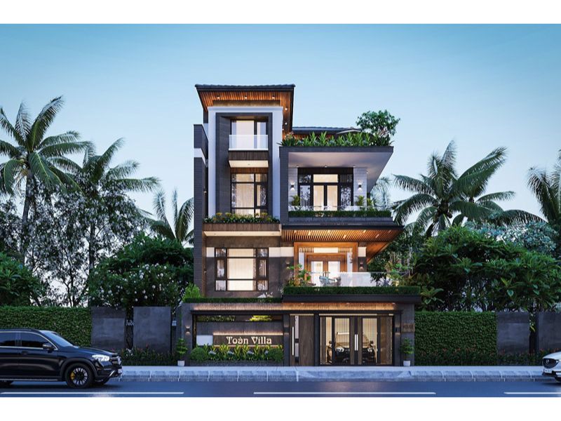 Mặt tiền thoáng đãng, sang trọng của biệt thự 3 tầng 120m2