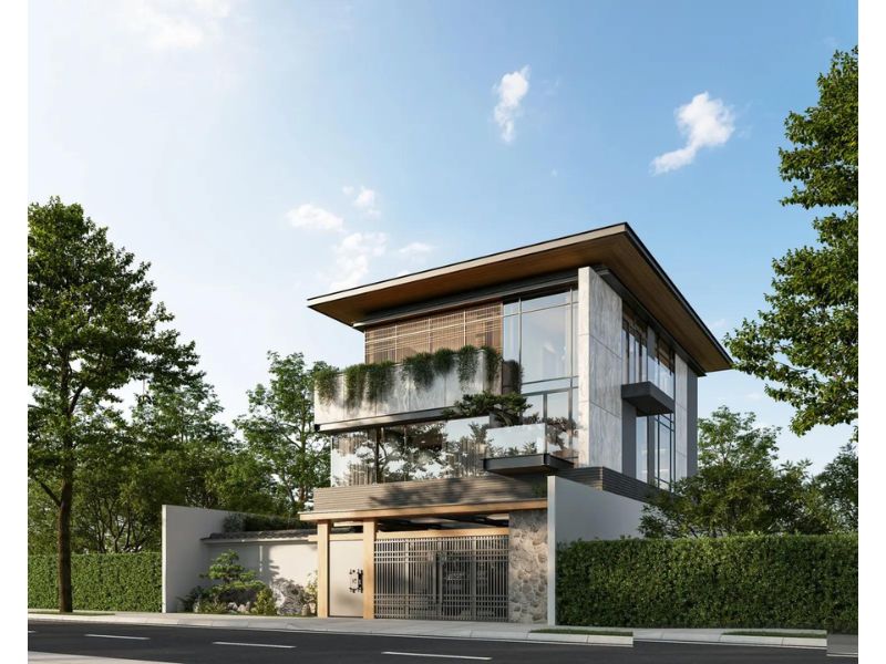 Kết hợp hài hòa trong từng đường nét của thiết kế của biệt thự 3 tầng hiện đại 120m2