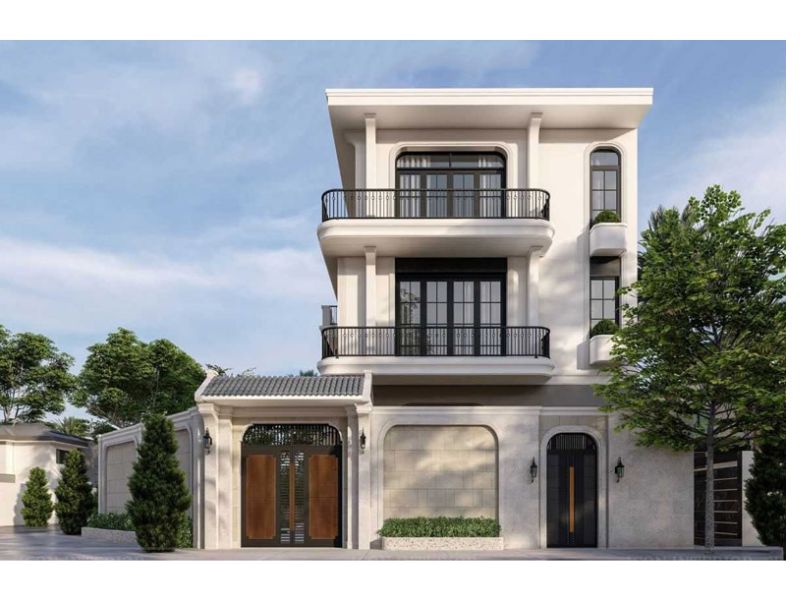 Kiến trúc đơn giản nhưng nổi bật sự sang trọng, hiện đại trong mẫu biệt thự 3 tầng 120m2