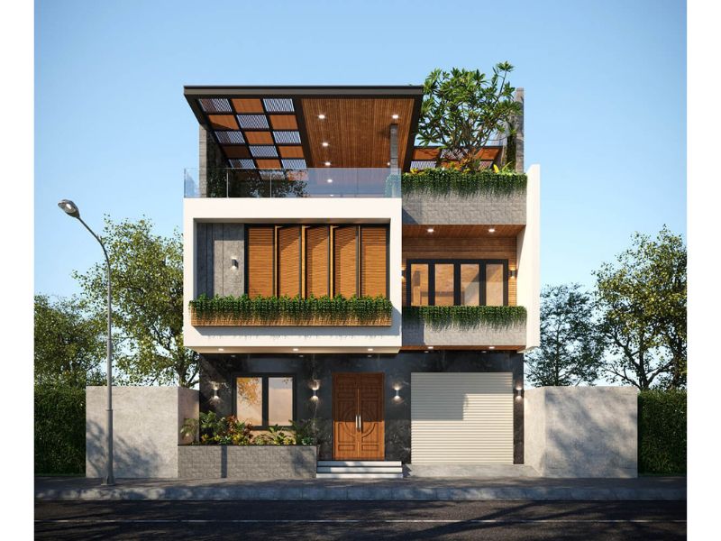 Sử dụng chất liệu cao cấp trong thiết kế biệt thự 3 tầng hiện đại 120m2