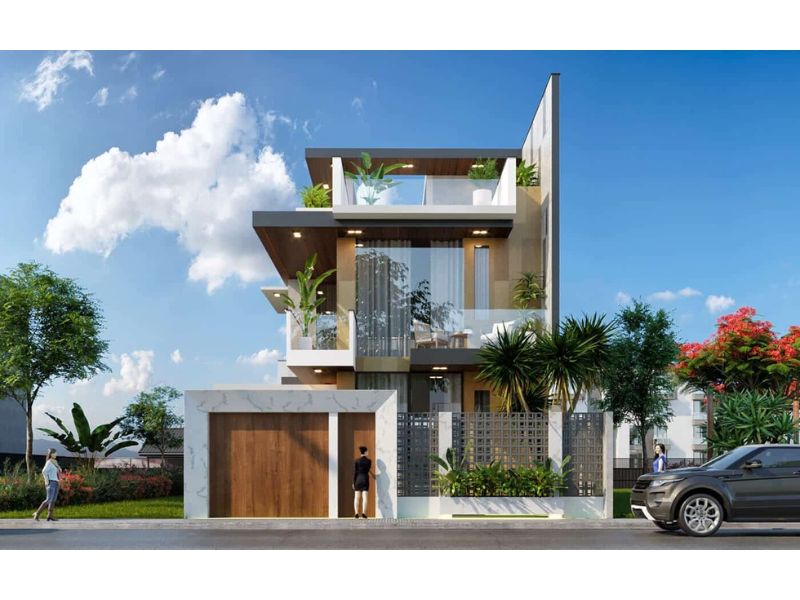 Vẻ ngoài sang trọng của biệt thự 3 tầng hiện đại 120m2