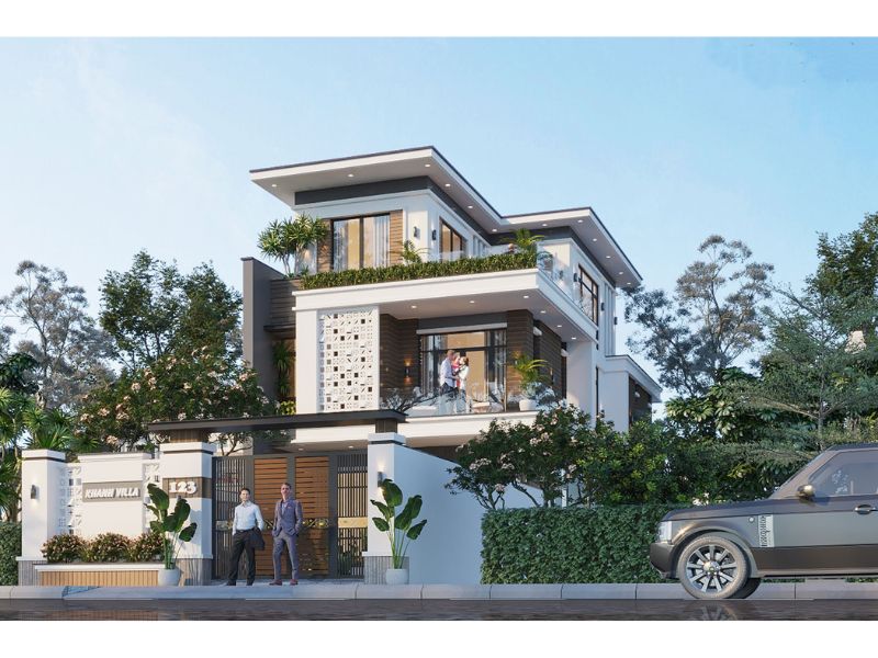 Ấn tượng với ngoại thất độc đáo biệt thự 3 tầng hiện đại 120m2