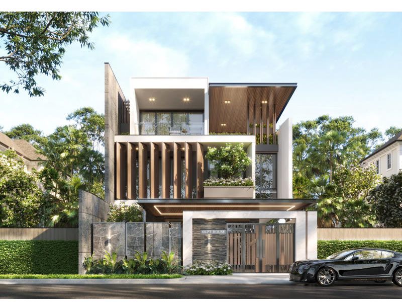 Mẫu biệt thự 3 tầng phong cách hiện đại rộng 120m2 