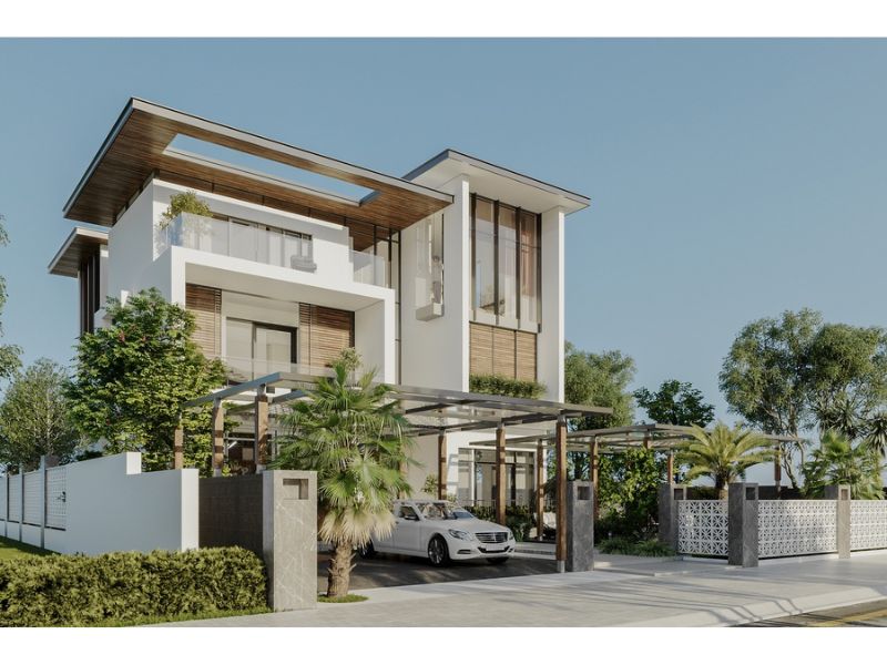 Biệt thự 3 tầng hiện đại 120m2 kết hợp màu sắc hài hòa 