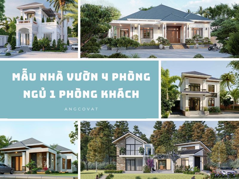 Xây mẫu nhà vườn 4 phòng ngủ 1 phòng khách đẹp