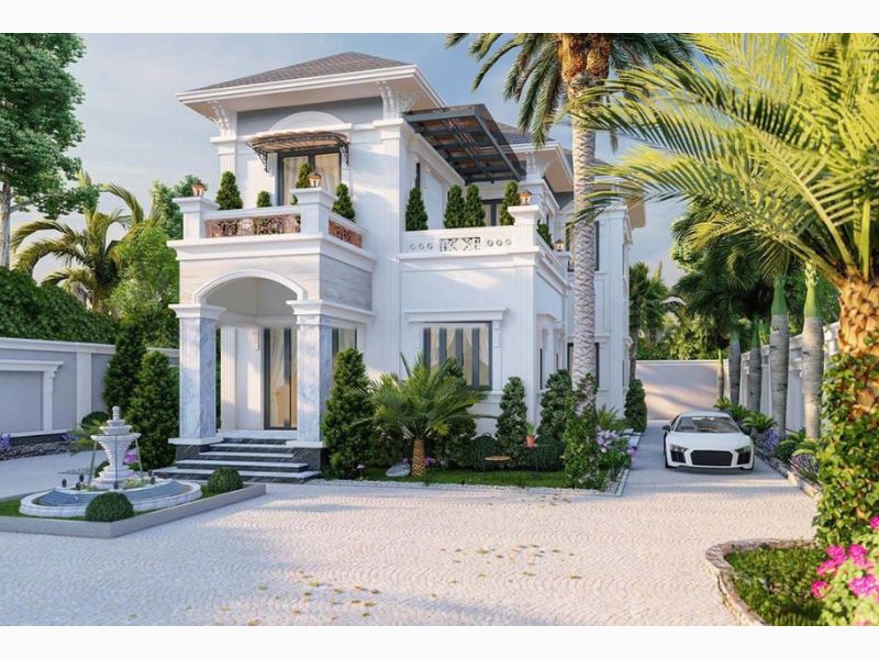 Kiến trúc độc đáo của mẫu nhà vườn 2 tầng 4 phòng ngủ 1 phòng khách