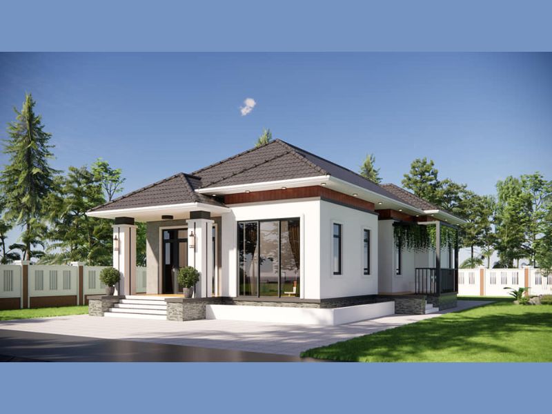 Nhà vườn 1 tầng 4 phòng ngủ mái Nhật đẹp