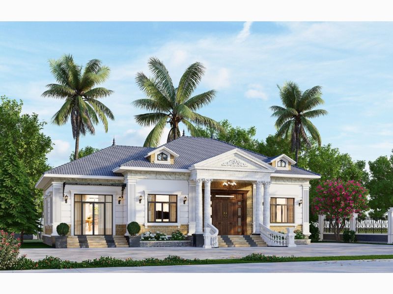 Mẫu nhà vườn mái Nhật phong cách tân cổ điển sang trọng
