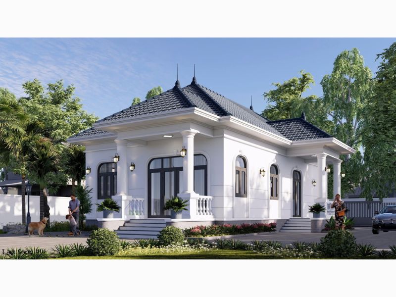 Vẻ ngoài nổi bật đầy thanh lịch của mẫu nhà vườn mái Nhật 4 phòng ngủ