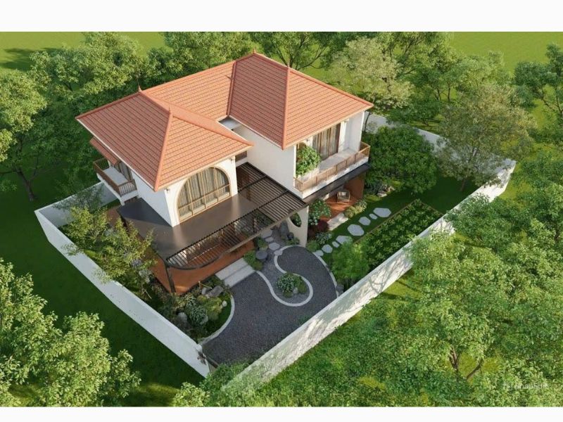 Xây nhà vườn 2 tầng mái Nhật tân cổ điển