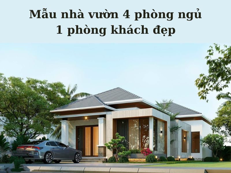 Nhà vườn 1 tầng 4 phòng ngủ mái Nhật sang trọng