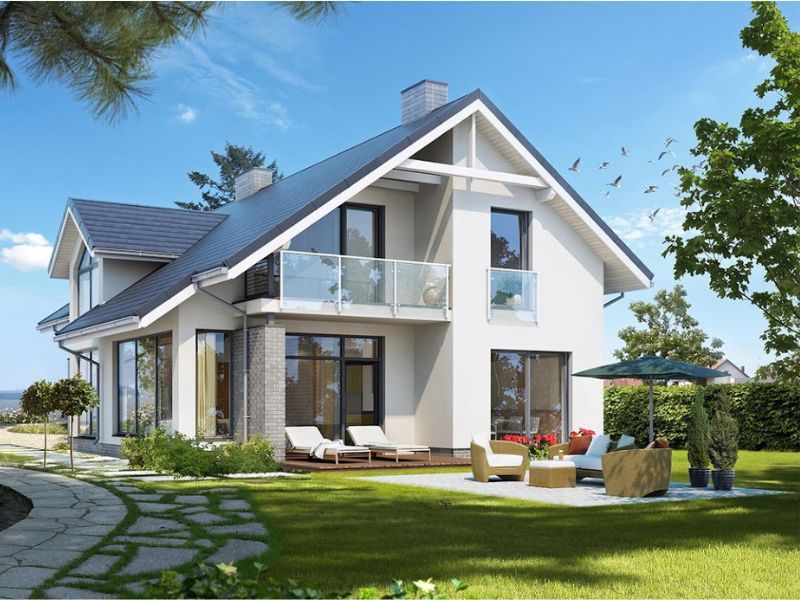 Nhà vườn 2 tầng 4 phòng ngủ với màu sắc tươi sáng, trẻ trung
