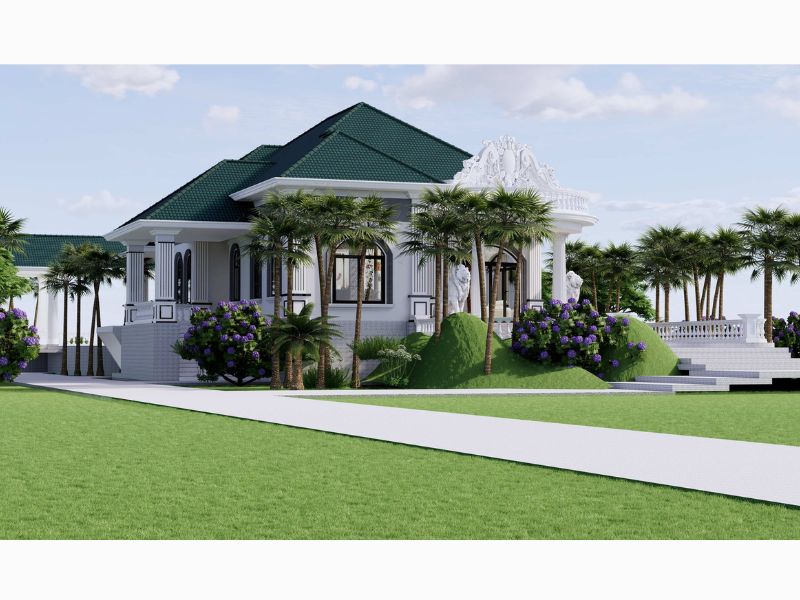 Thiên nhiên xanh mát trong ngôi nhà vườn 4 phòng ngủ tân cổ điển