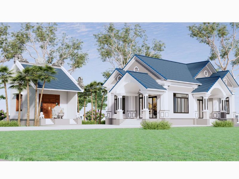 Thiết kế nhà vườn 4 phòng ngủ có nhà thờ  