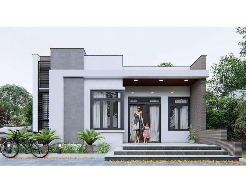 Làm nhà 1 tầng mái bằng 3 phòng ngủ đơn giản