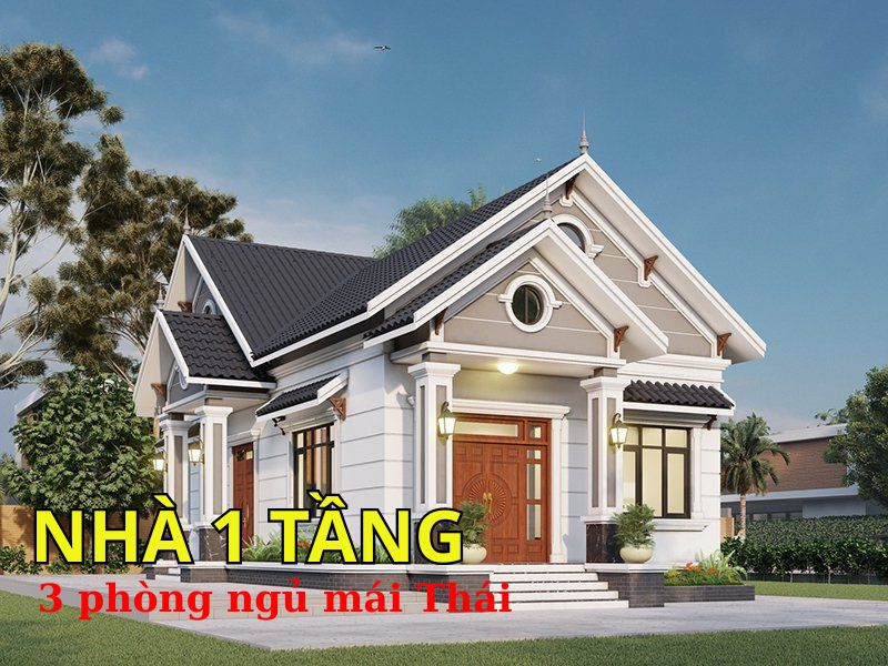 Kiến trúc sang trọng của mẫu nhà 1 tầng 3 phòng ngủ mái Thái