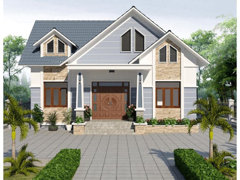 Xây nhà 1 tầng 3 phòng ngủ mặt tiền 10m