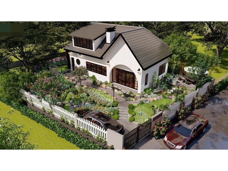 Không gian xanh mát trong ngôi biệt thự nhà vườn 150m2 1 tầng 