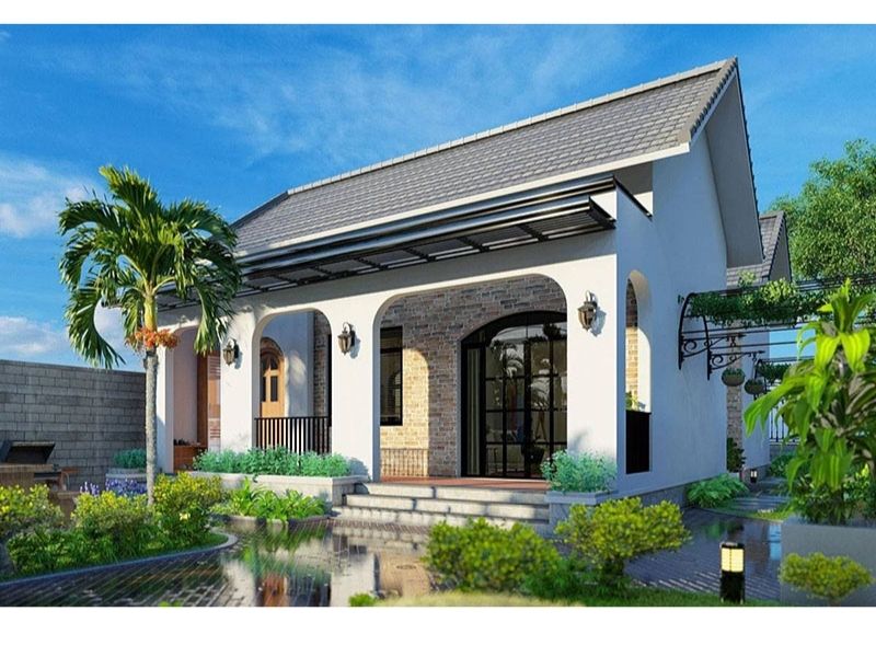Thiết kế biệt thự nhà vườn 150m2 cấp 4 mái ngói truyền thống