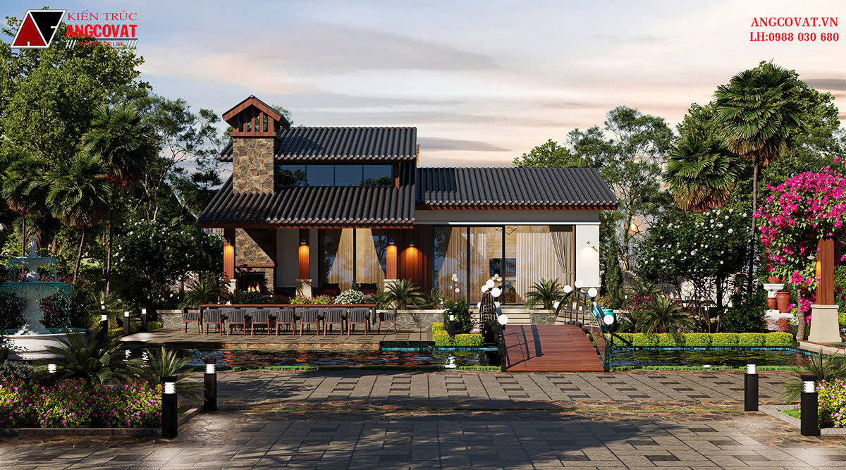 Chia sẻ mẫu nhà vườn 150m2 3 phòng ngủ có không gian xanh mát