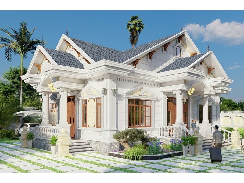 Xây nhà vườn 150m2 mái Thái gần gũi thiên nhiên