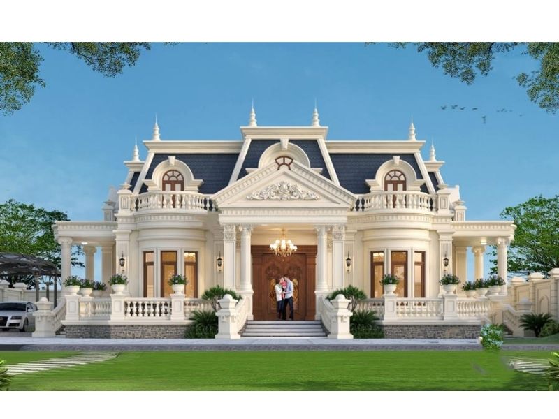 Kiến trúc hoa văn công phu, cầu kỳ trong ngôi biệt thự nhà vườn 150m2 cổ điển